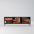 FIGURES OF NATURE Móvel de TV com 3 Portas em Acabamento Preto