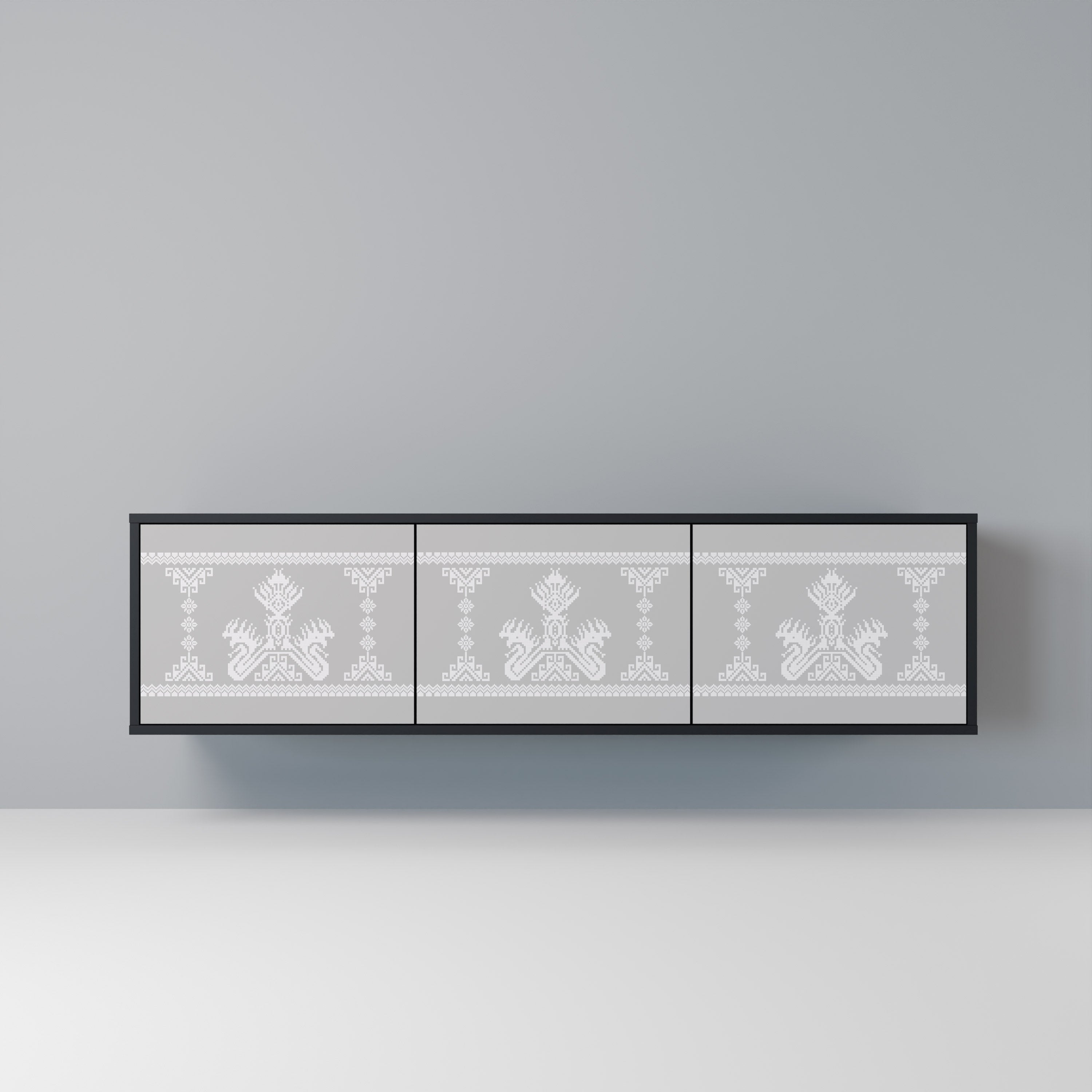 THAI GRAY Móvel de TV com 3 Portas em Acabamento Preto