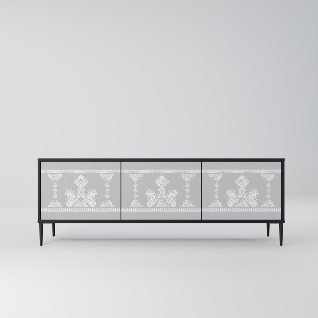 THAI GRAY Móvel de TV com 3 Portas em Acabamento Preto