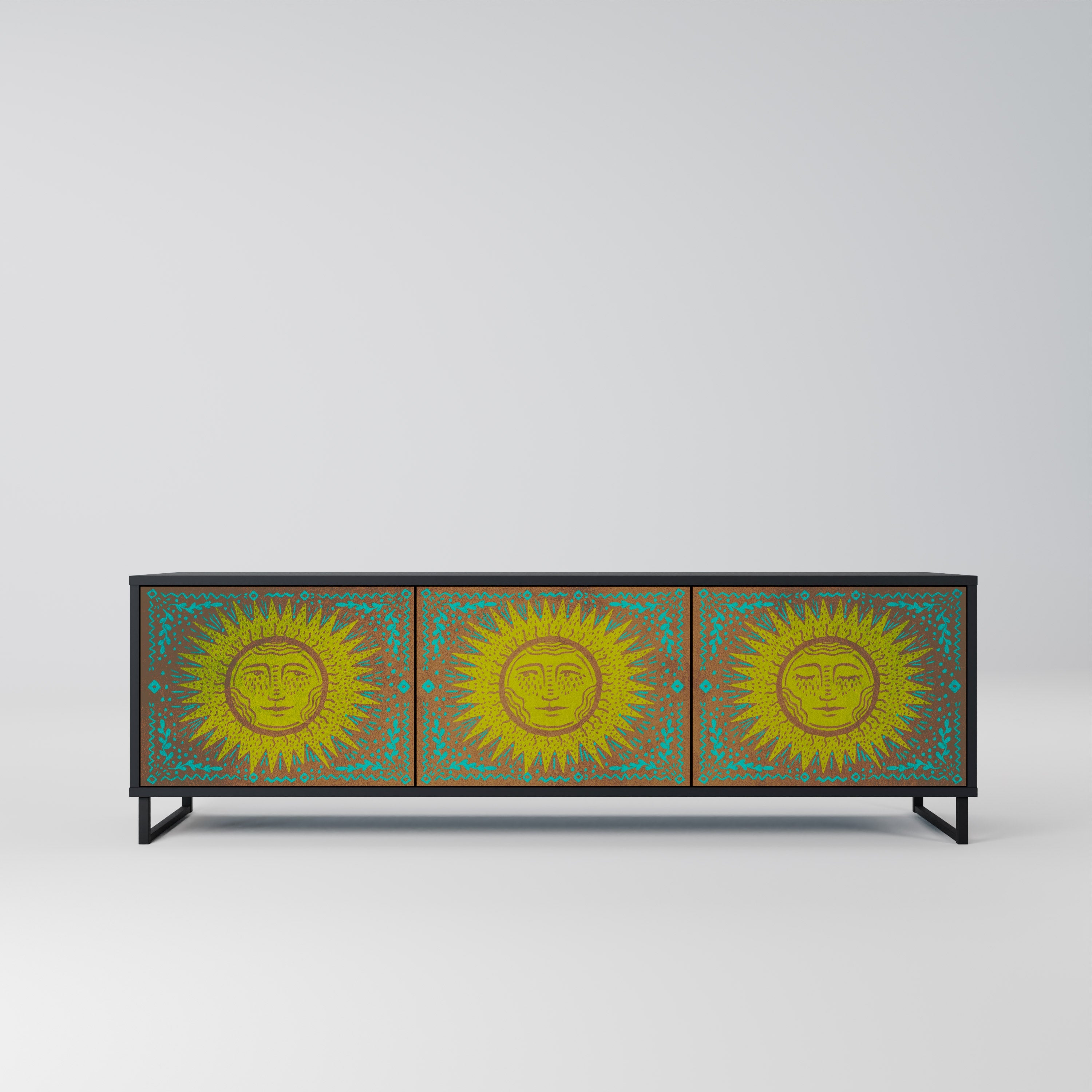 SUNSHINE EULOGY Móvel de TV com 3 Portas em Acabamento Preto