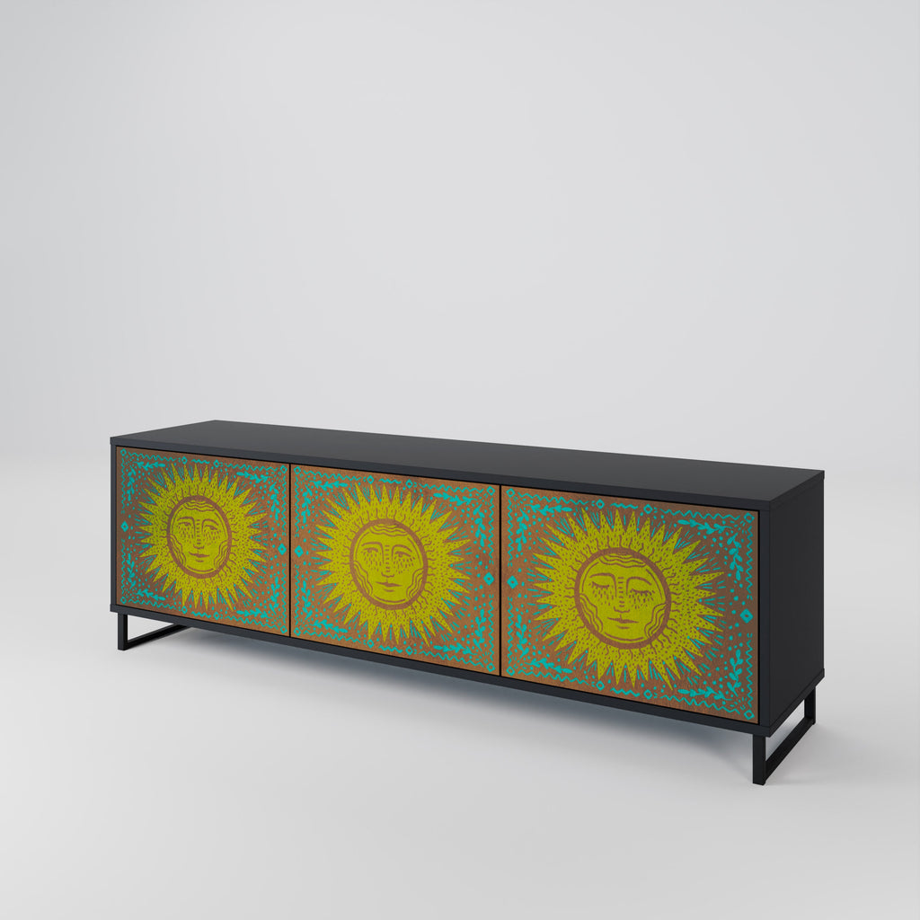 SUNSHINE EULOGY Móvel de TV com 3 Portas em Acabamento Preto