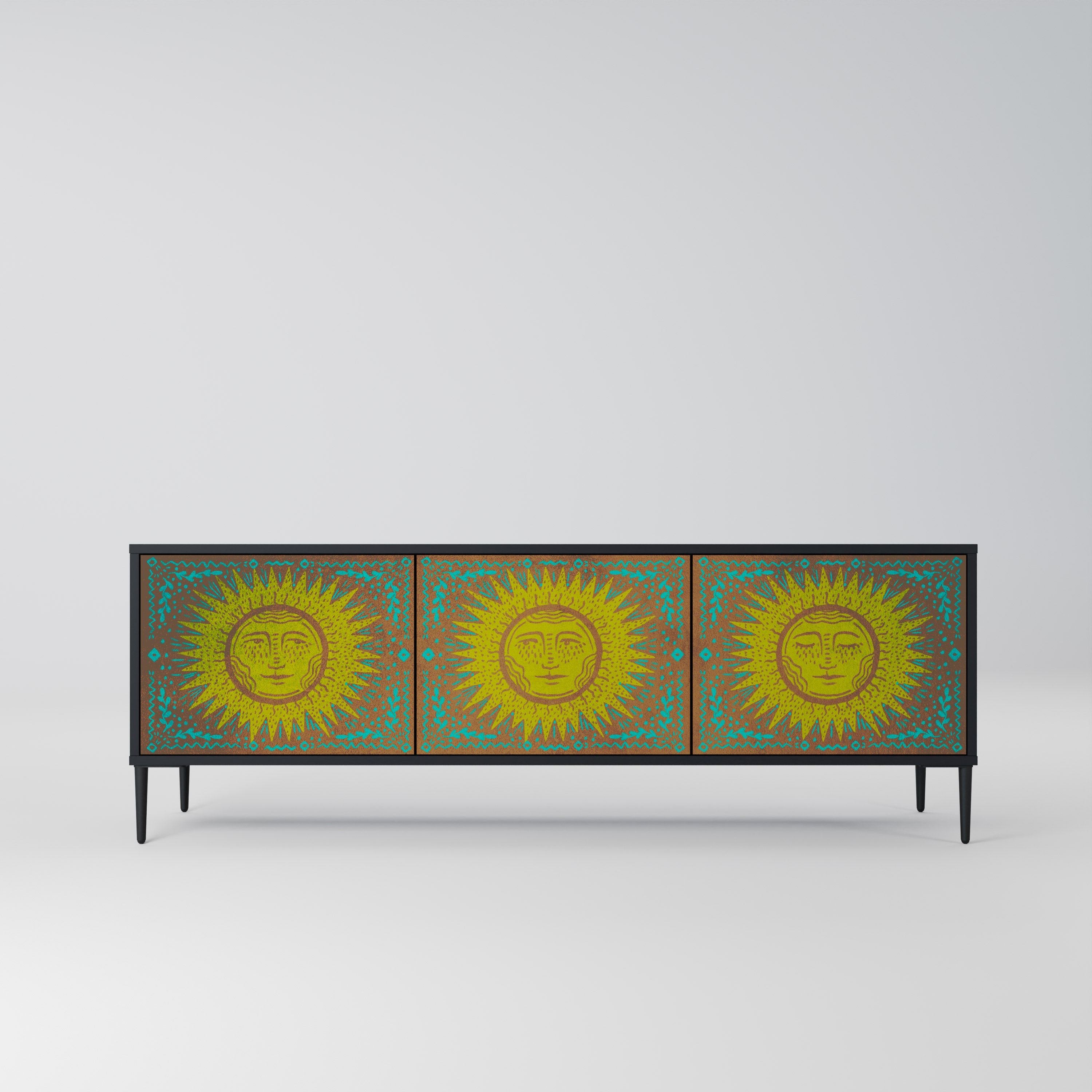 SUNSHINE EULOGY Móvel de TV com 3 Portas em Acabamento Preto