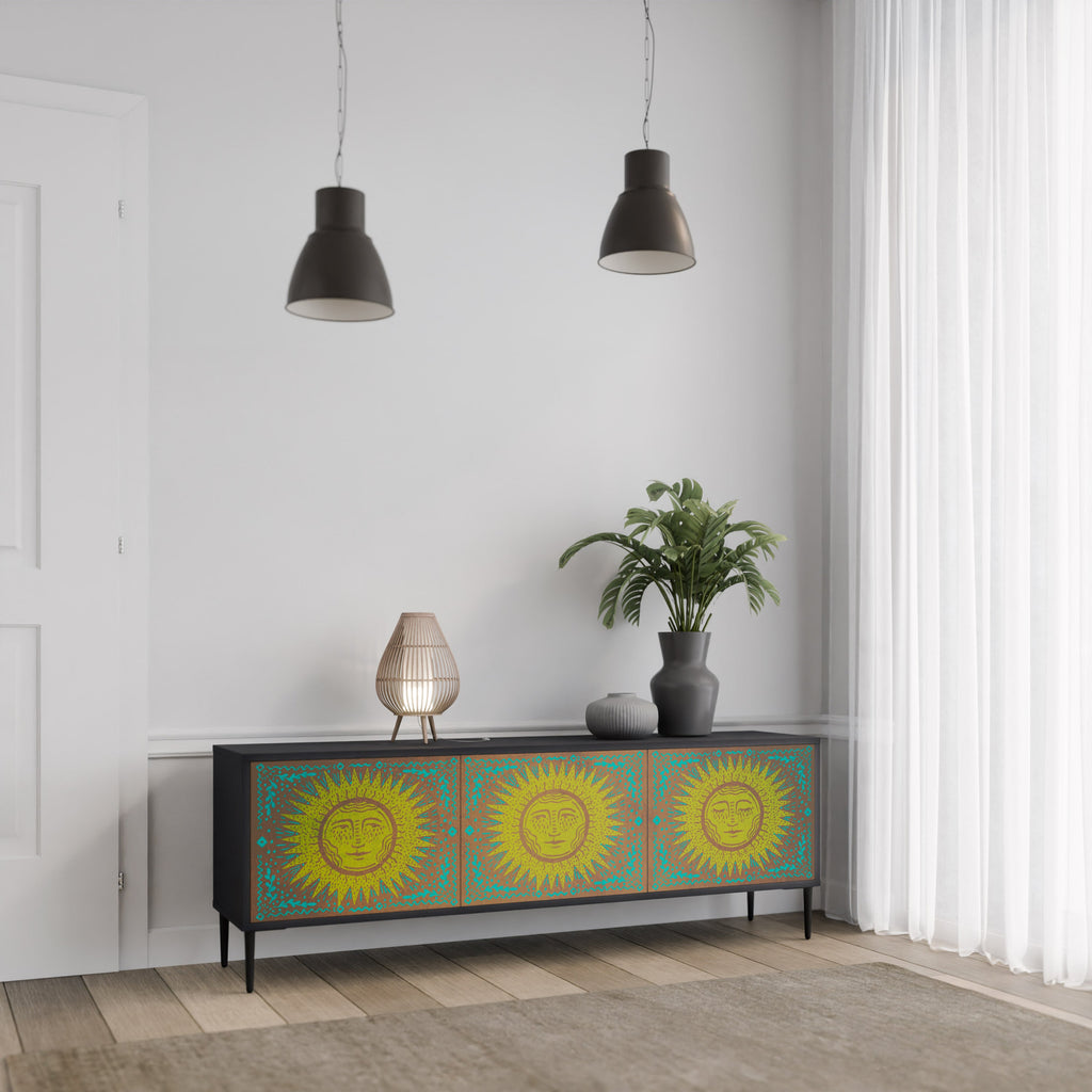 SUNSHINE EULOGY Móvel de TV com 3 Portas em Acabamento Preto