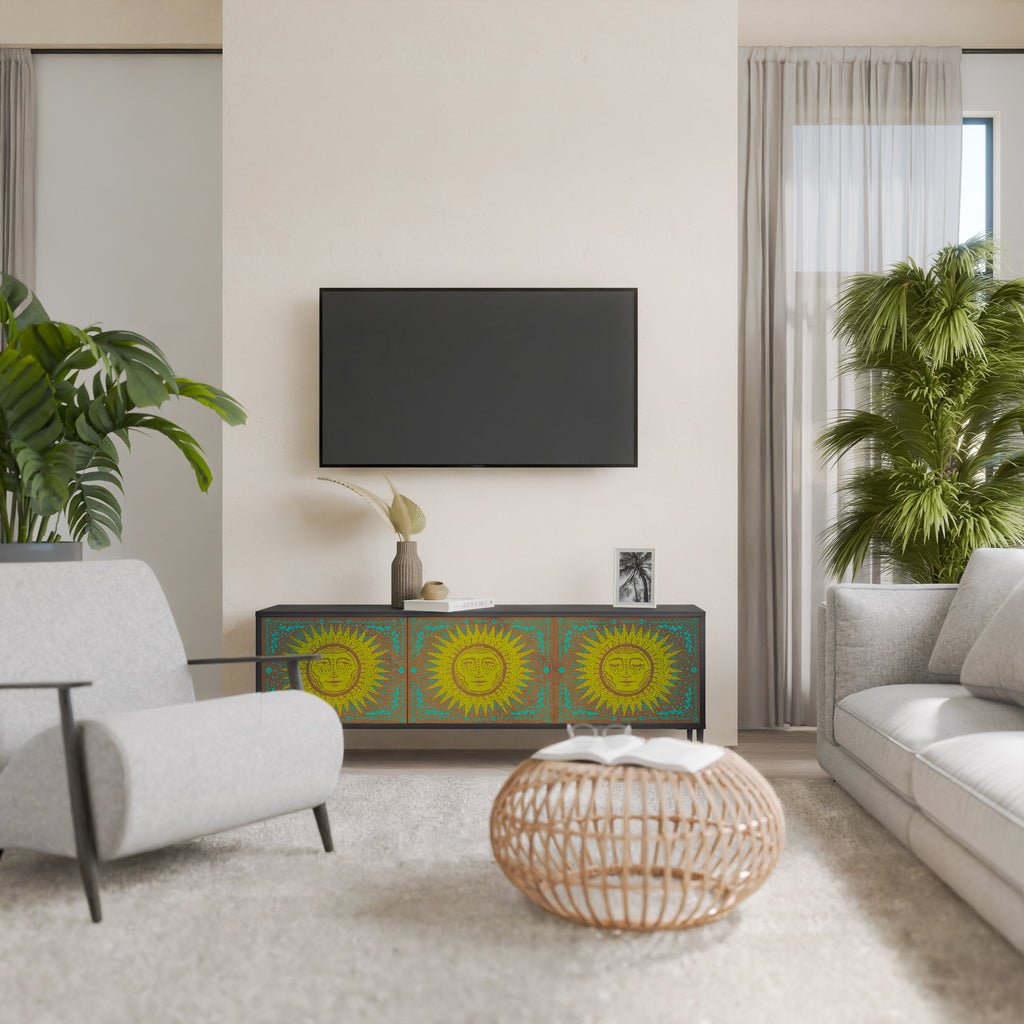 SUNSHINE EULOGY Móvel de TV com 3 Portas em Acabamento Preto