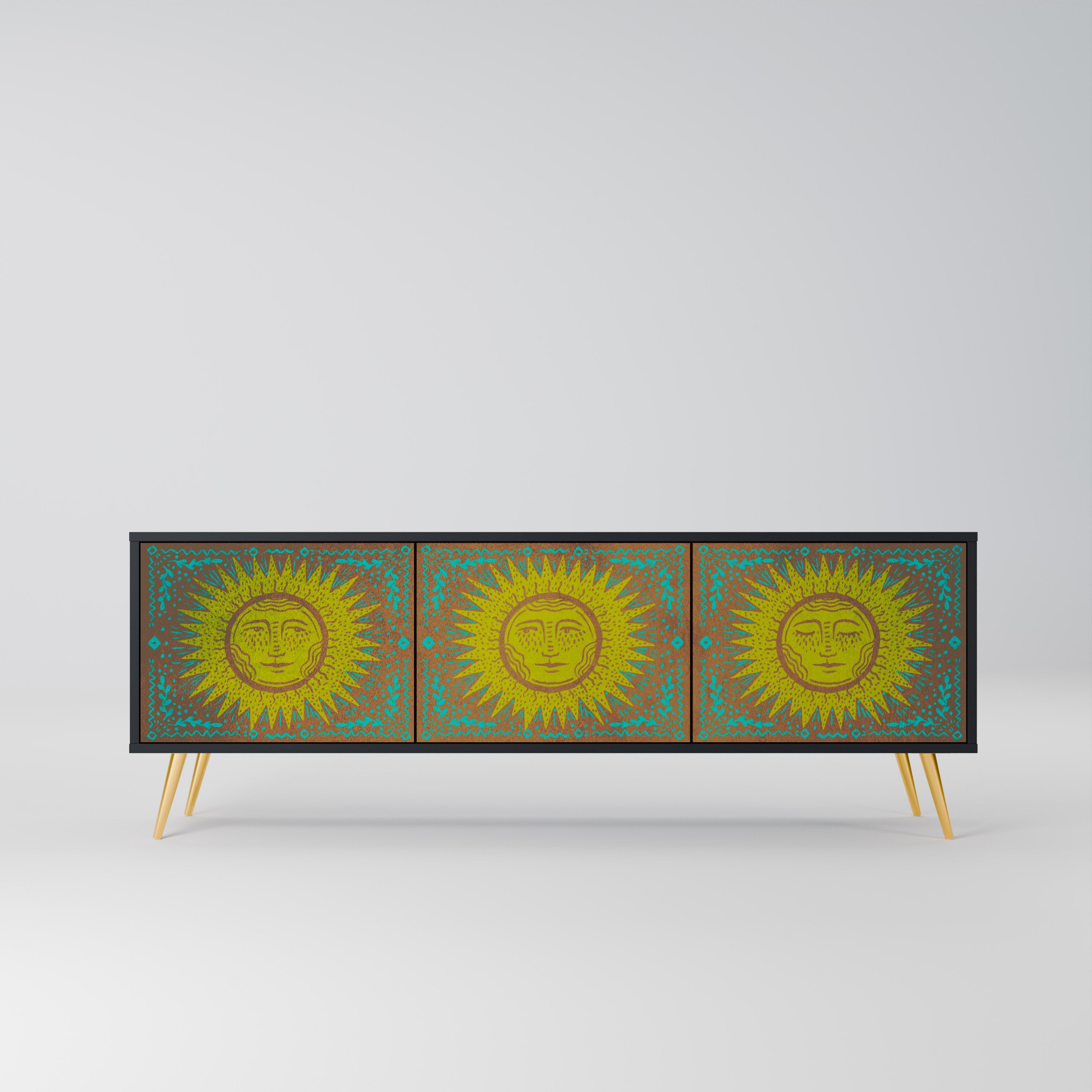 SUNSHINE EULOGY Móvel de TV com 3 Portas em Acabamento Preto