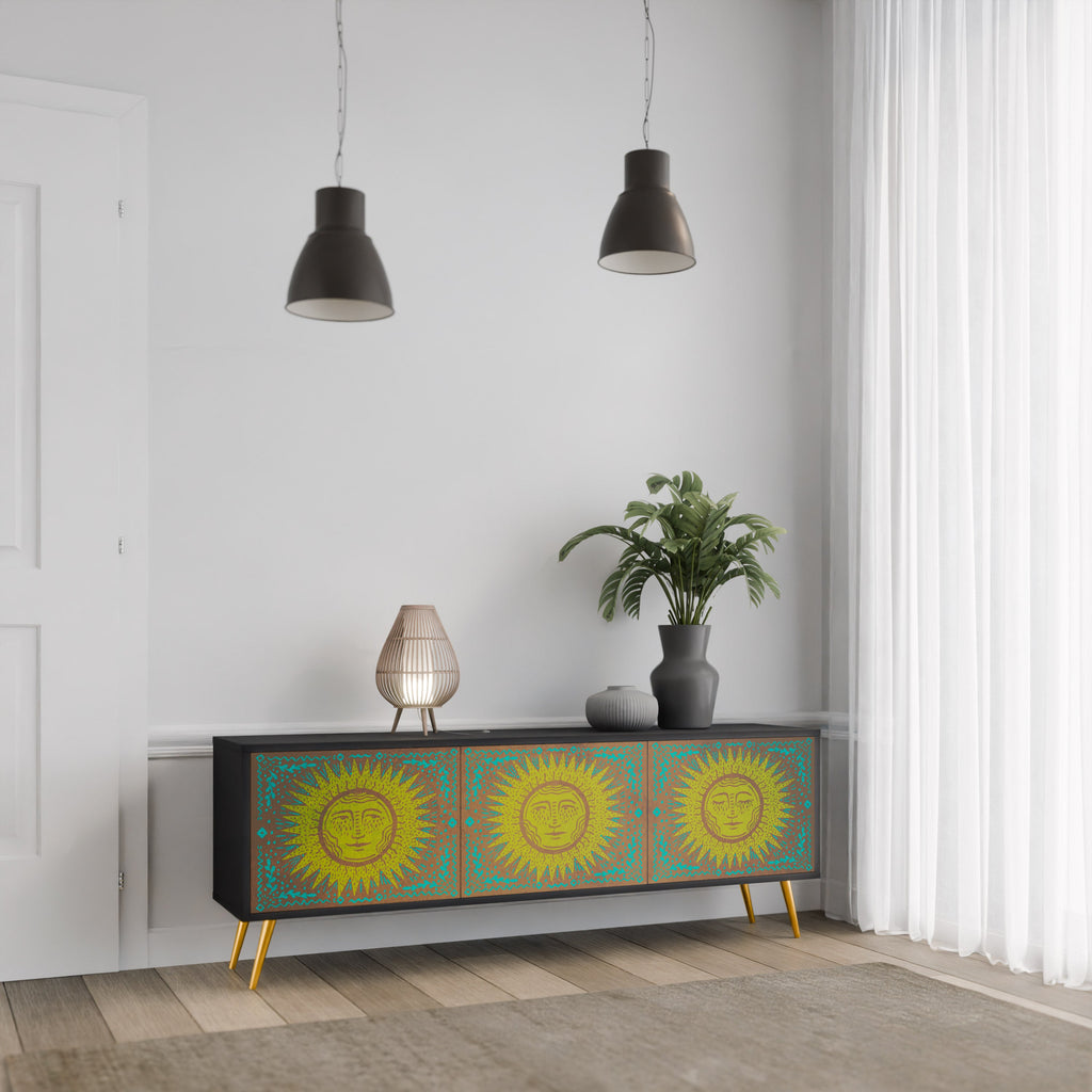 SUNSHINE EULOGY Móvel de TV com 3 Portas em Acabamento Preto