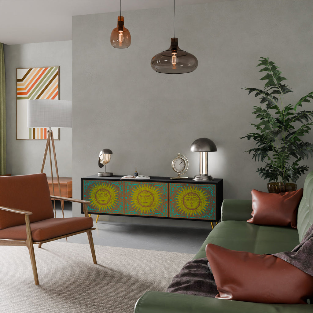 SUNSHINE EULOGY Móvel de TV com 3 Portas em Acabamento Preto