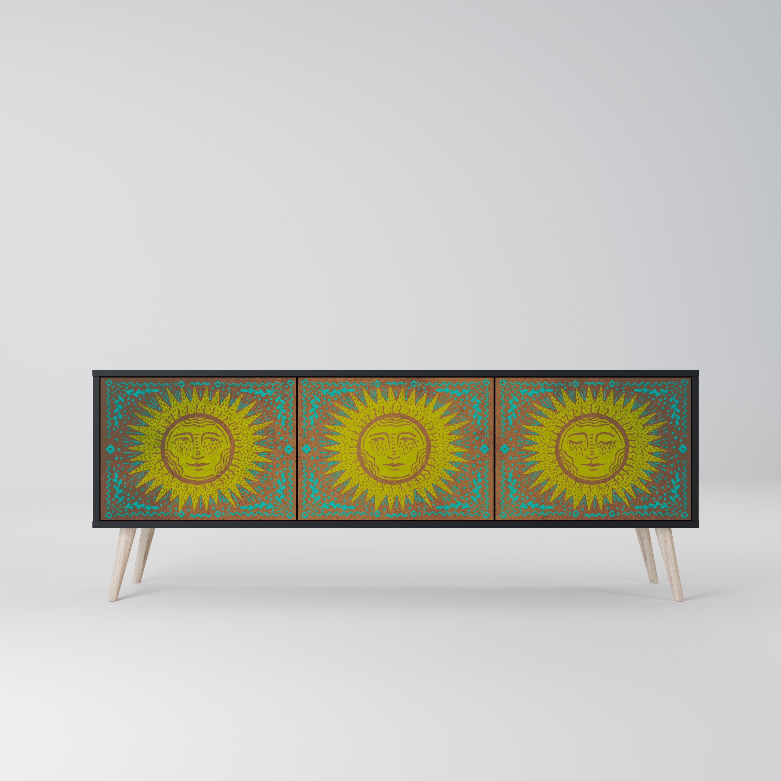 SUNSHINE EULOGY Móvel de TV com 3 Portas em Acabamento Preto