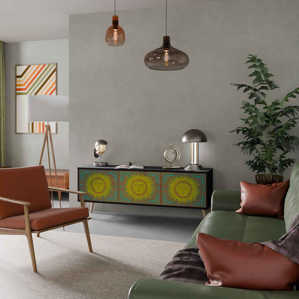 SUNSHINE EULOGY Móvel de TV com 3 Portas em Acabamento Preto