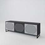 POLYGON ILLUSION Móvel de TV com 3 Portas em Acabamento Preto