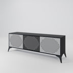 POLYGON ILLUSION Móvel de TV com 3 Portas em Acabamento Preto