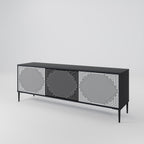 POLYGON ILLUSION Móvel de TV com 3 Portas em Acabamento Preto