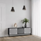 POLYGON ILLUSION Móvel de TV com 3 Portas em Acabamento Preto