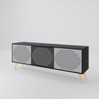 POLYGON ILLUSION Móvel de TV com 3 Portas em Acabamento Preto