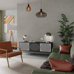 POLYGON ILLUSION Móvel de TV com 3 Portas em Acabamento Preto