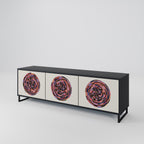 BROWN CIRCLES Móvel de TV com 3 Portas em Acabamento Preto