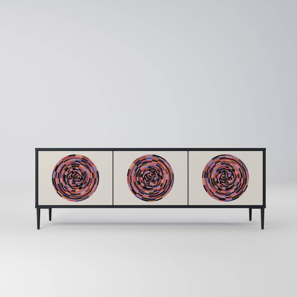 BROWN CIRCLES Móvel de TV com 3 Portas em Acabamento Preto