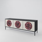 BROWN CIRCLES Móvel de TV com 3 Portas em Acabamento Preto