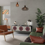 BROWN CIRCLES Móvel de TV com 3 Portas em Acabamento Preto