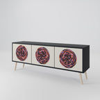 BROWN CIRCLES Móvel de TV com 3 Portas em Acabamento Preto