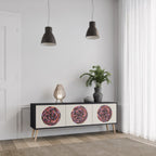 BROWN CIRCLES Móvel de TV com 3 Portas em Acabamento Preto