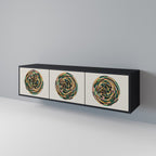 GREEN CIRCLES 3-Door TV Stand in Black Finish