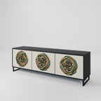 GREEN CIRCLES 3-Door TV Stand in Black Finish