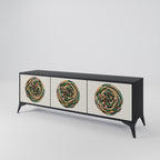 GREEN CIRCLES 3-Door TV Stand in Black Finish