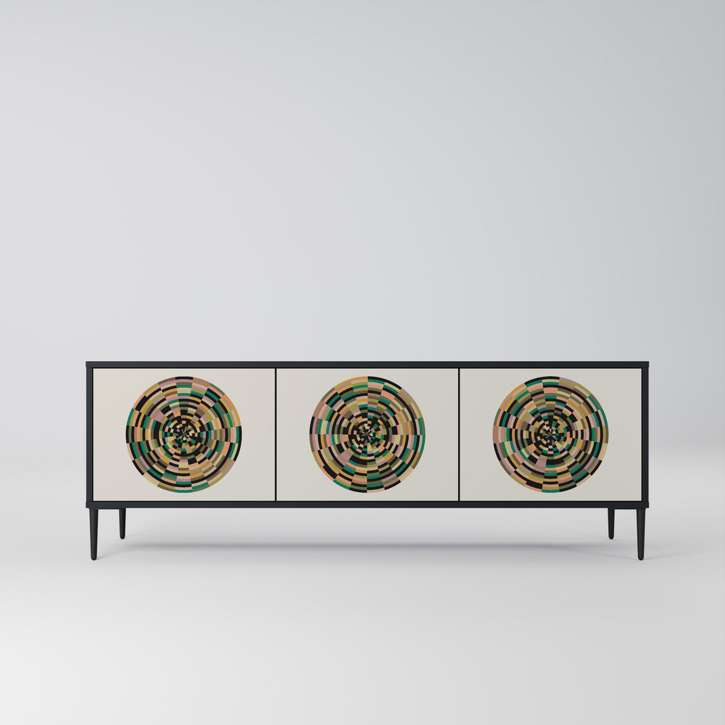 GREEN CIRCLES 3-Door TV Stand in Black Finish