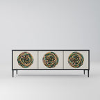 GREEN CIRCLES 3-Door TV Stand in Black Finish