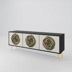 GREEN CIRCLES 3-Door TV Stand in Black Finish