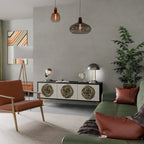 GREEN CIRCLES 3-Door TV Stand in Black Finish