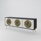 GREEN CIRCLES 3-Door TV Stand in Black Finish