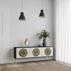 GREEN CIRCLES 3-Door TV Stand in Black Finish