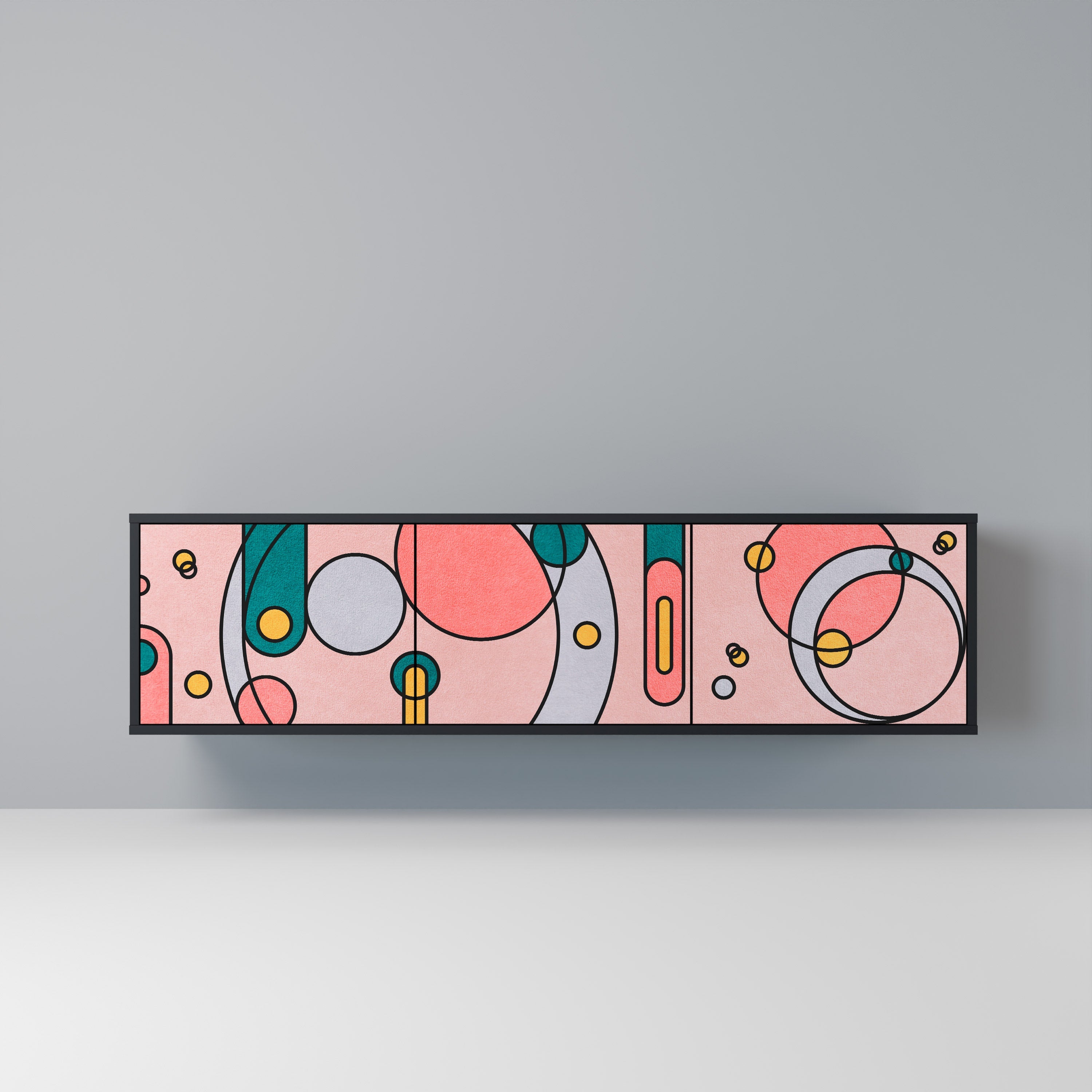 GOSSAMER ECHOES Móvel de TV com 3 Portas em Acabamento Preto