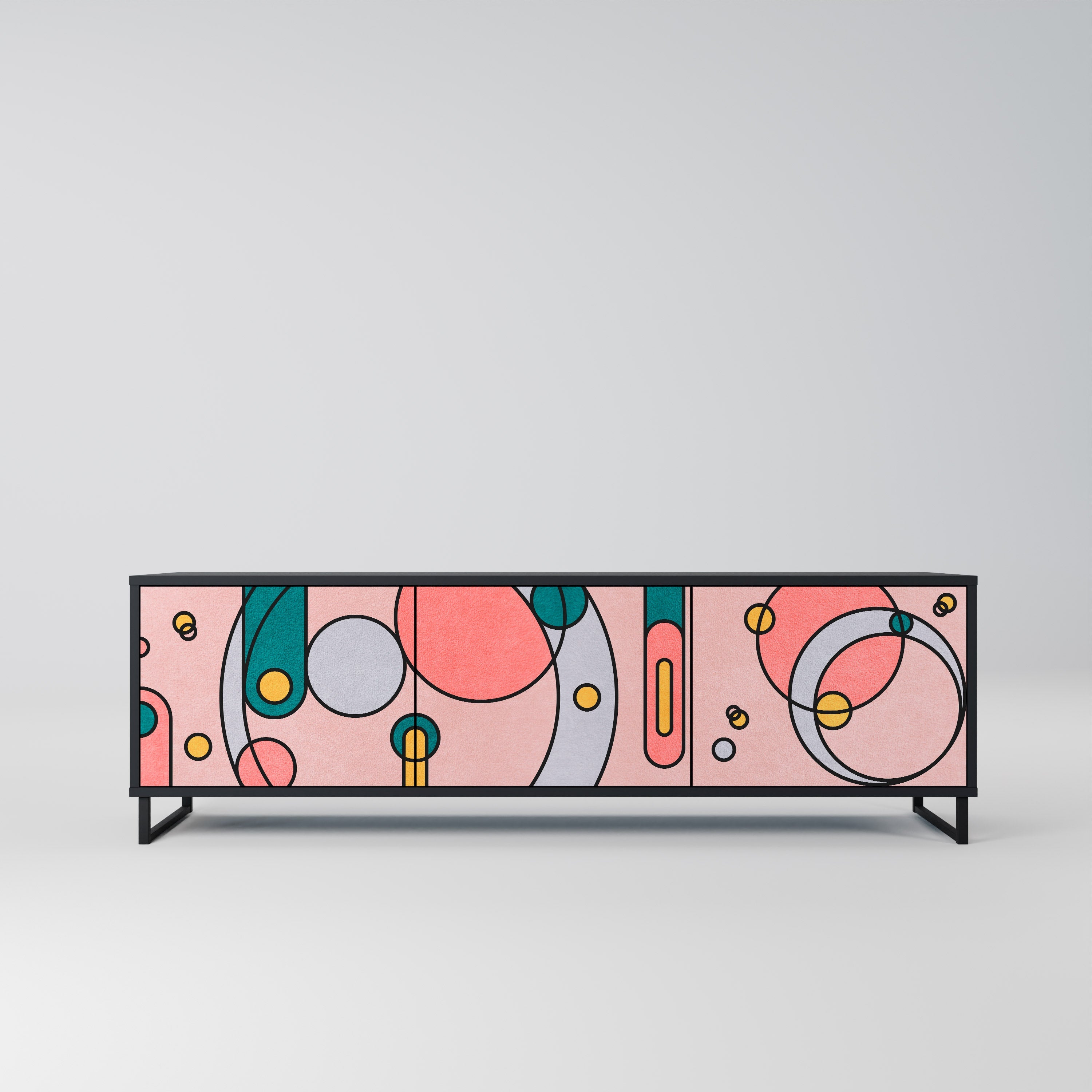 GOSSAMER ECHOES Móvel de TV com 3 Portas em Acabamento Preto