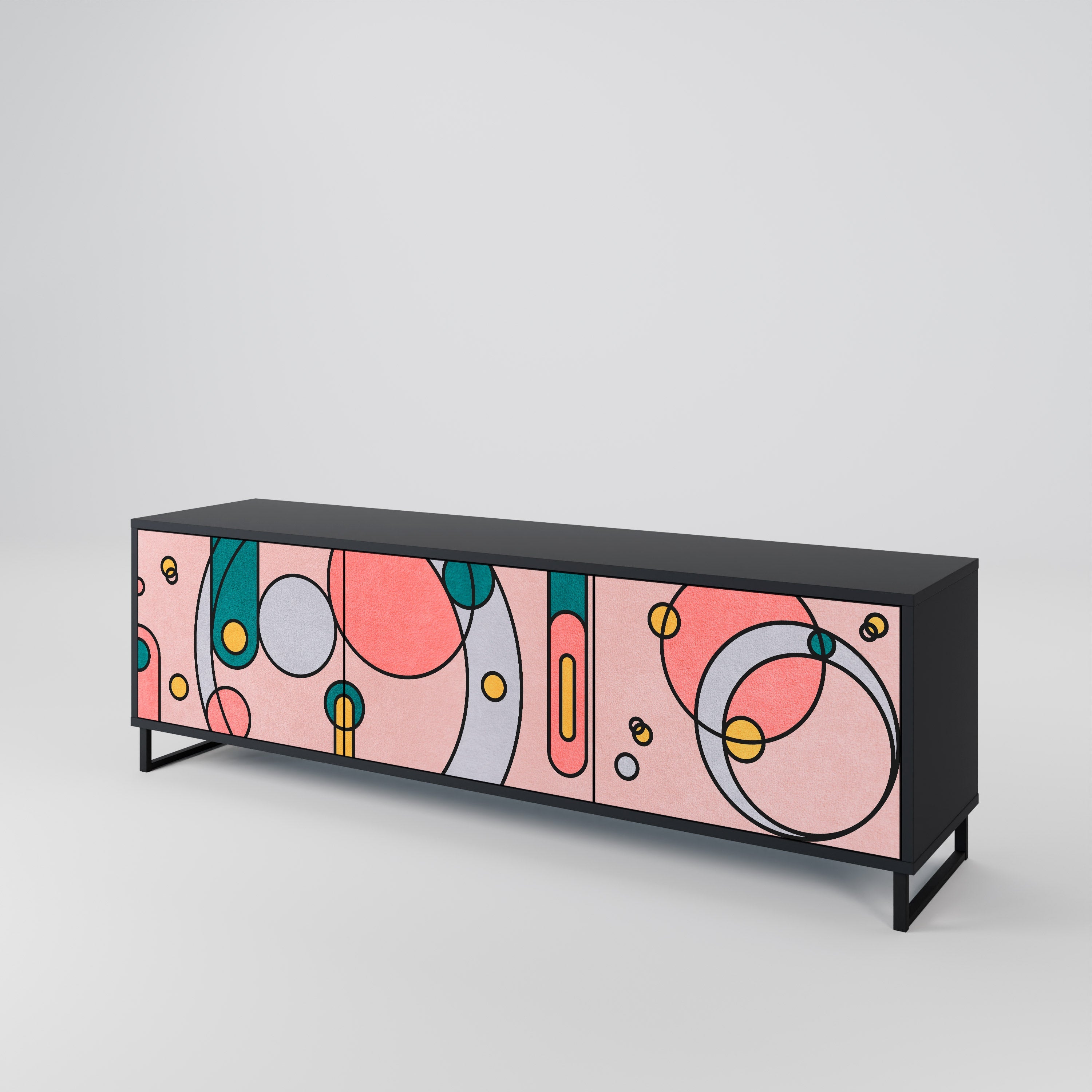 GOSSAMER ECHOES Móvel de TV com 3 Portas em Acabamento Preto