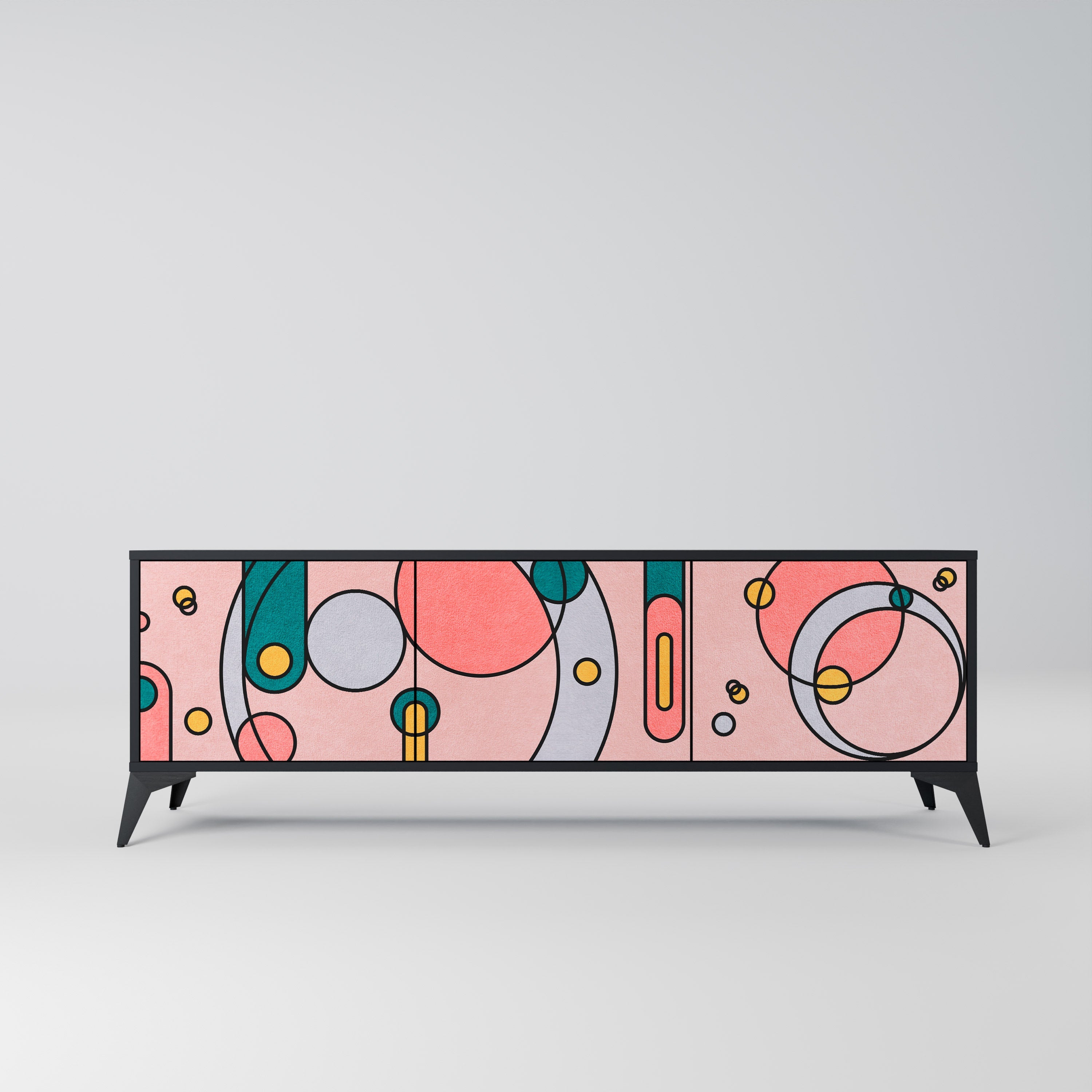 GOSSAMER ECHOES Móvel de TV com 3 Portas em Acabamento Preto