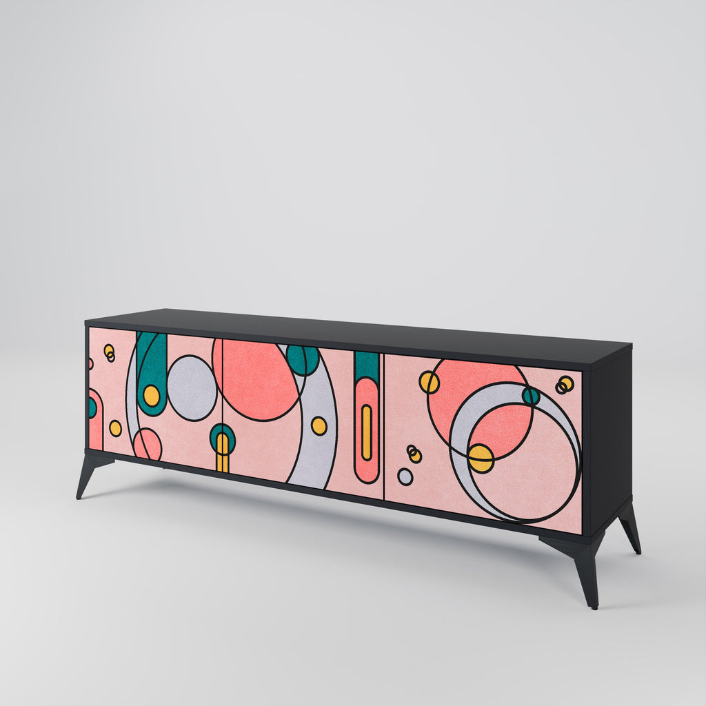 GOSSAMER ECHOES Móvel de TV com 3 Portas em Acabamento Preto