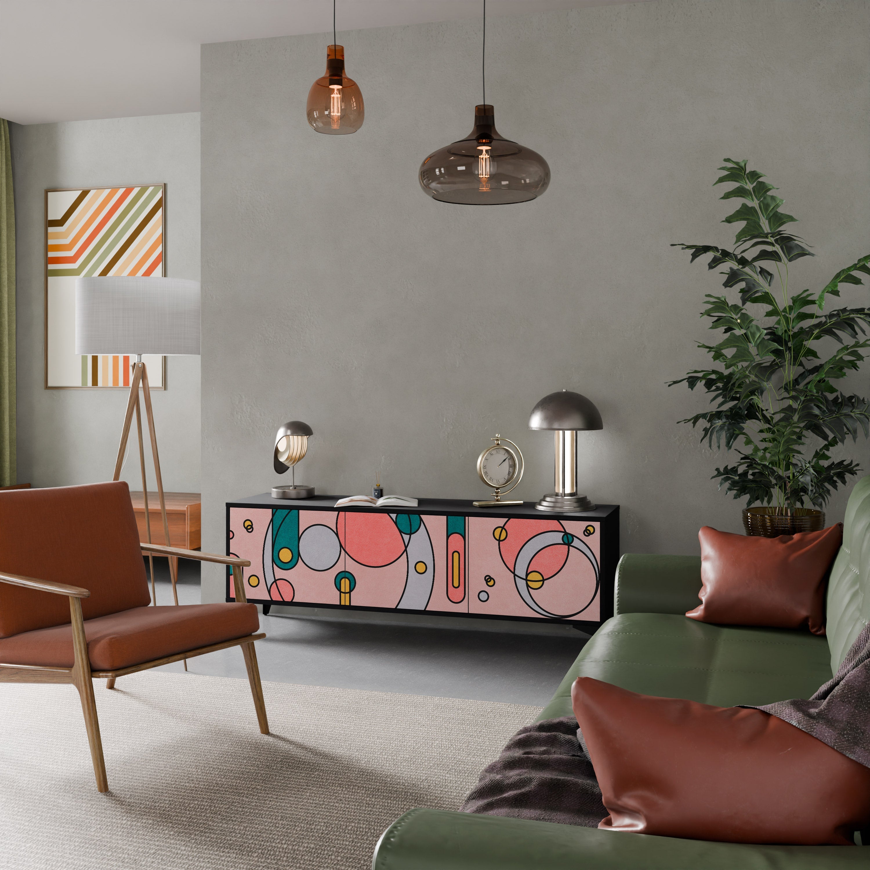 GOSSAMER ECHOES Móvel de TV com 3 Portas em Acabamento Preto