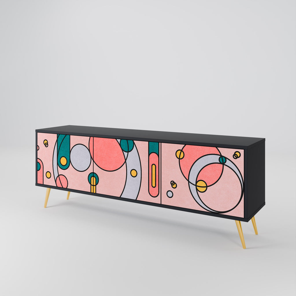 GOSSAMER ECHOES Móvel de TV com 3 Portas em Acabamento Preto