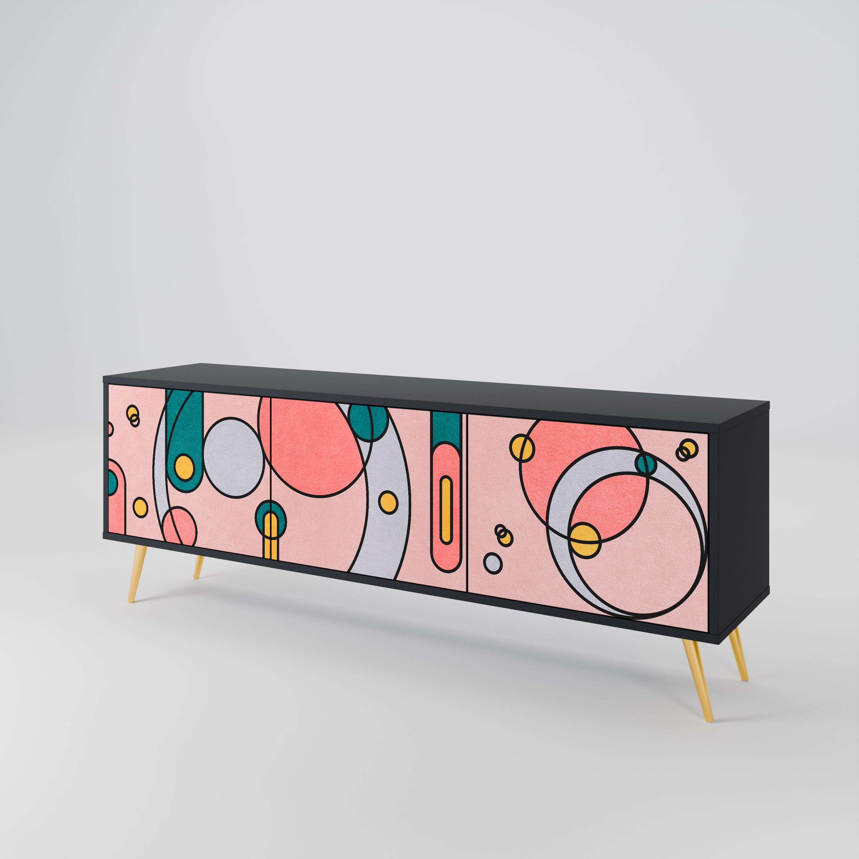 GOSSAMER ECHOES Móvel de TV com 3 Portas em Acabamento Preto