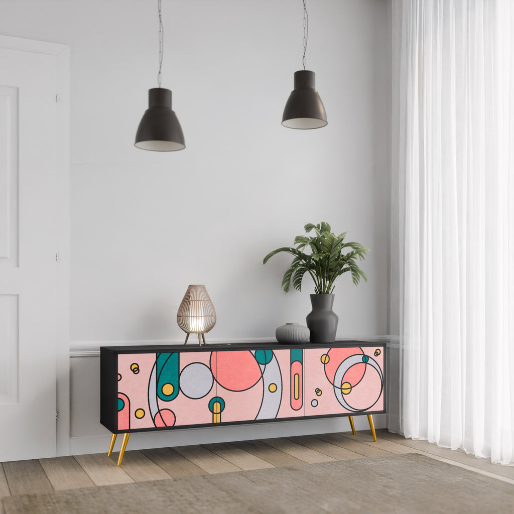 GOSSAMER ECHOES Móvel de TV com 3 Portas em Acabamento Preto