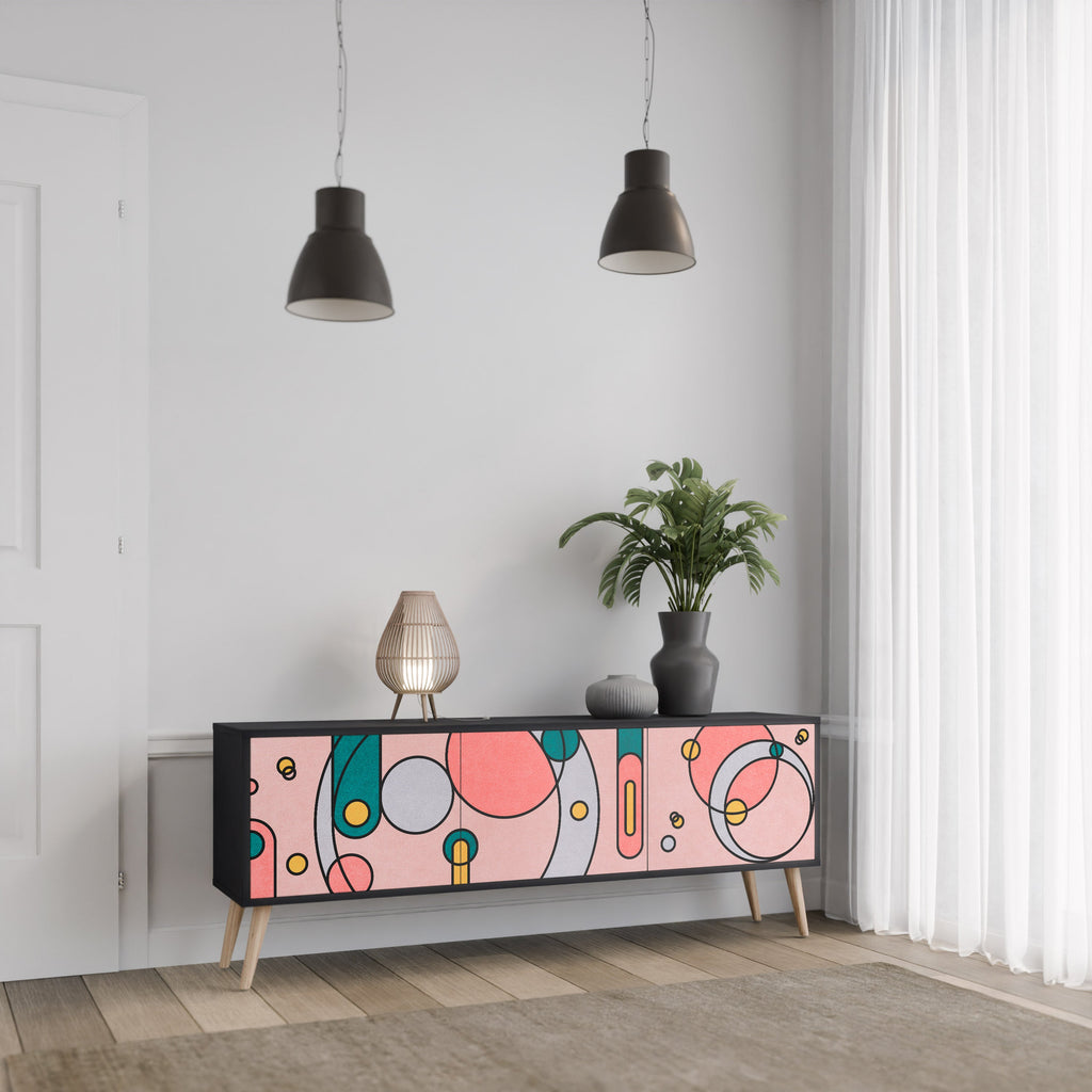 GOSSAMER ECHOES Móvel de TV com 3 Portas em Acabamento Preto