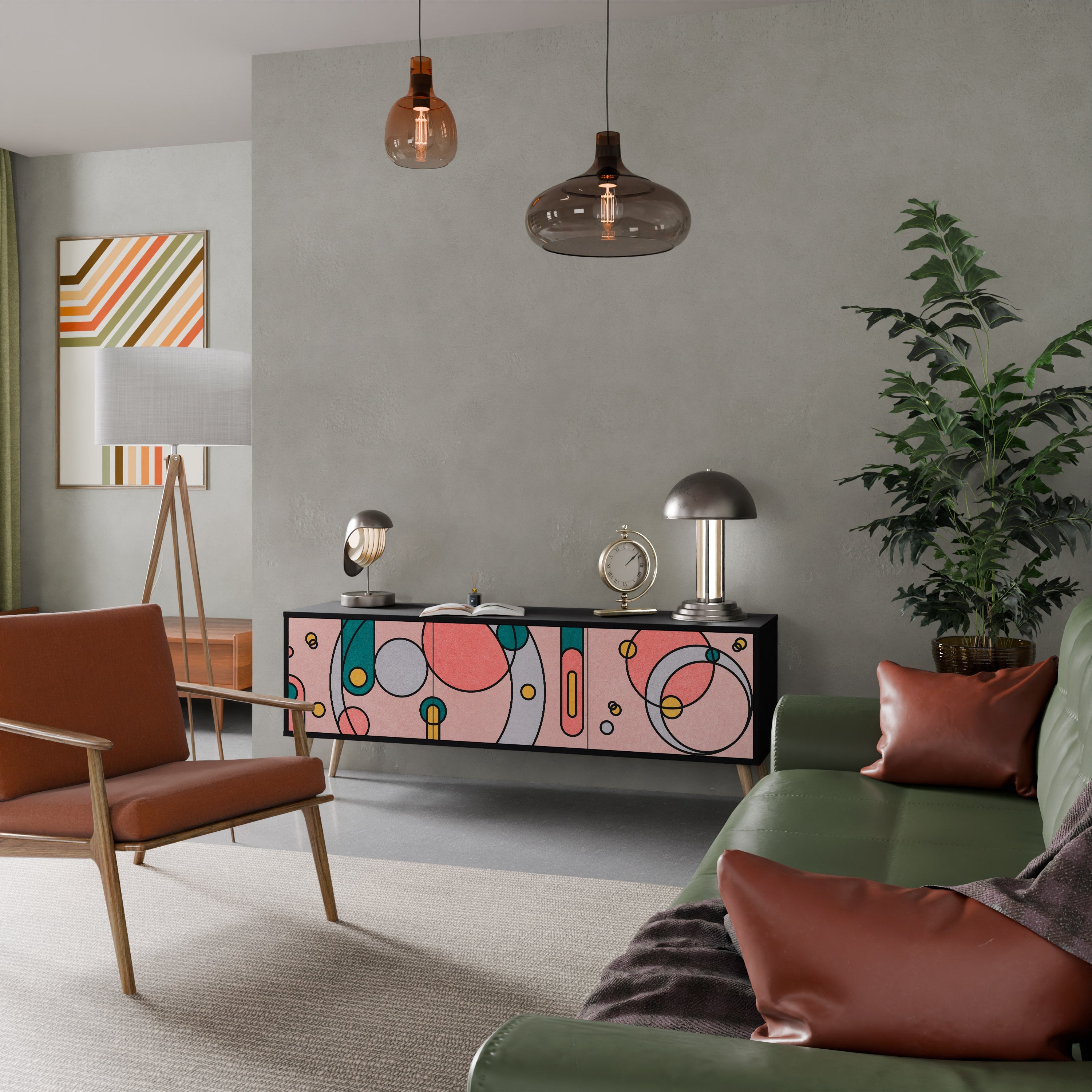 GOSSAMER ECHOES Móvel de TV com 3 Portas em Acabamento Preto