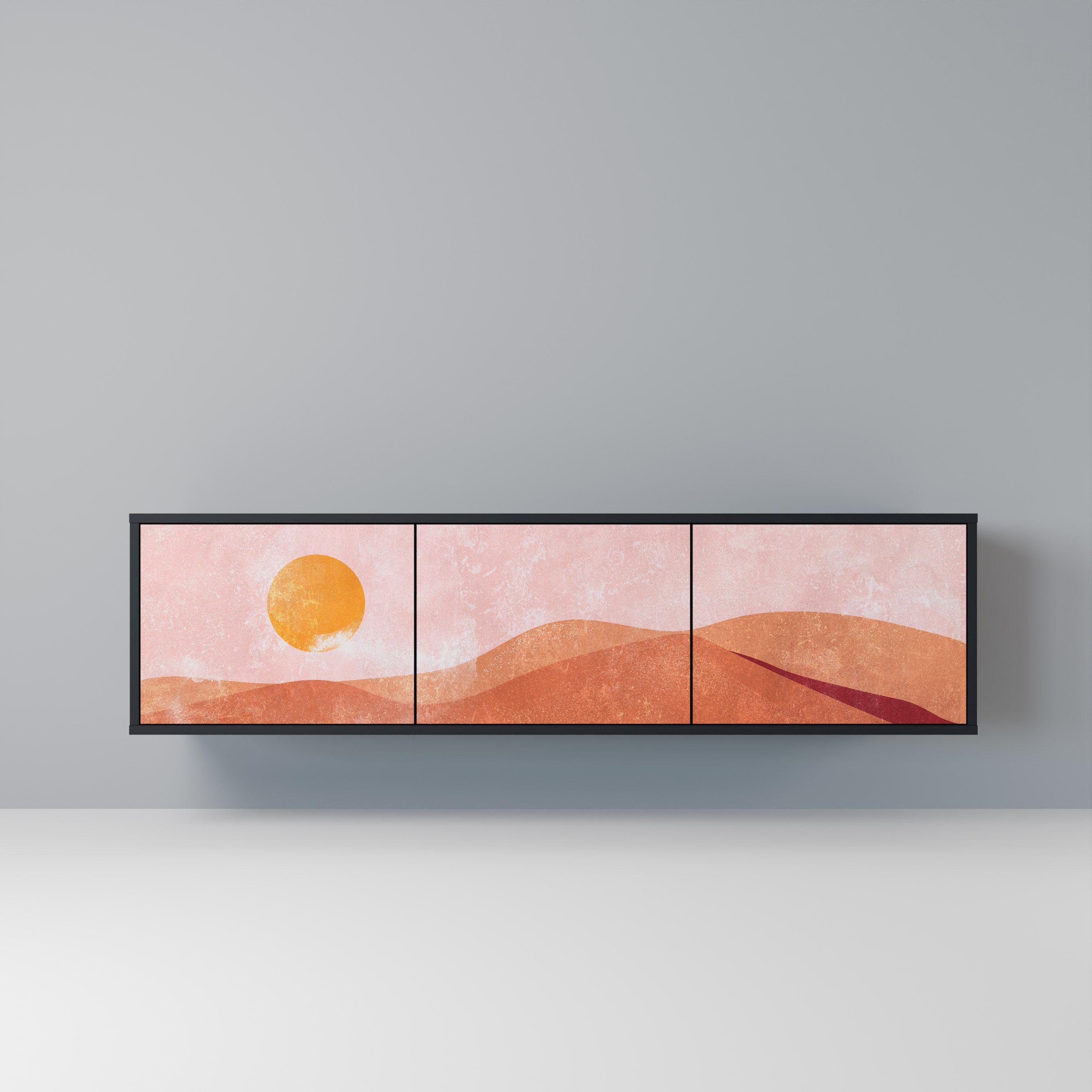 LUMINOUS SUNLIGHT Móvel de TV com 3 Portas em Acabamento Preto