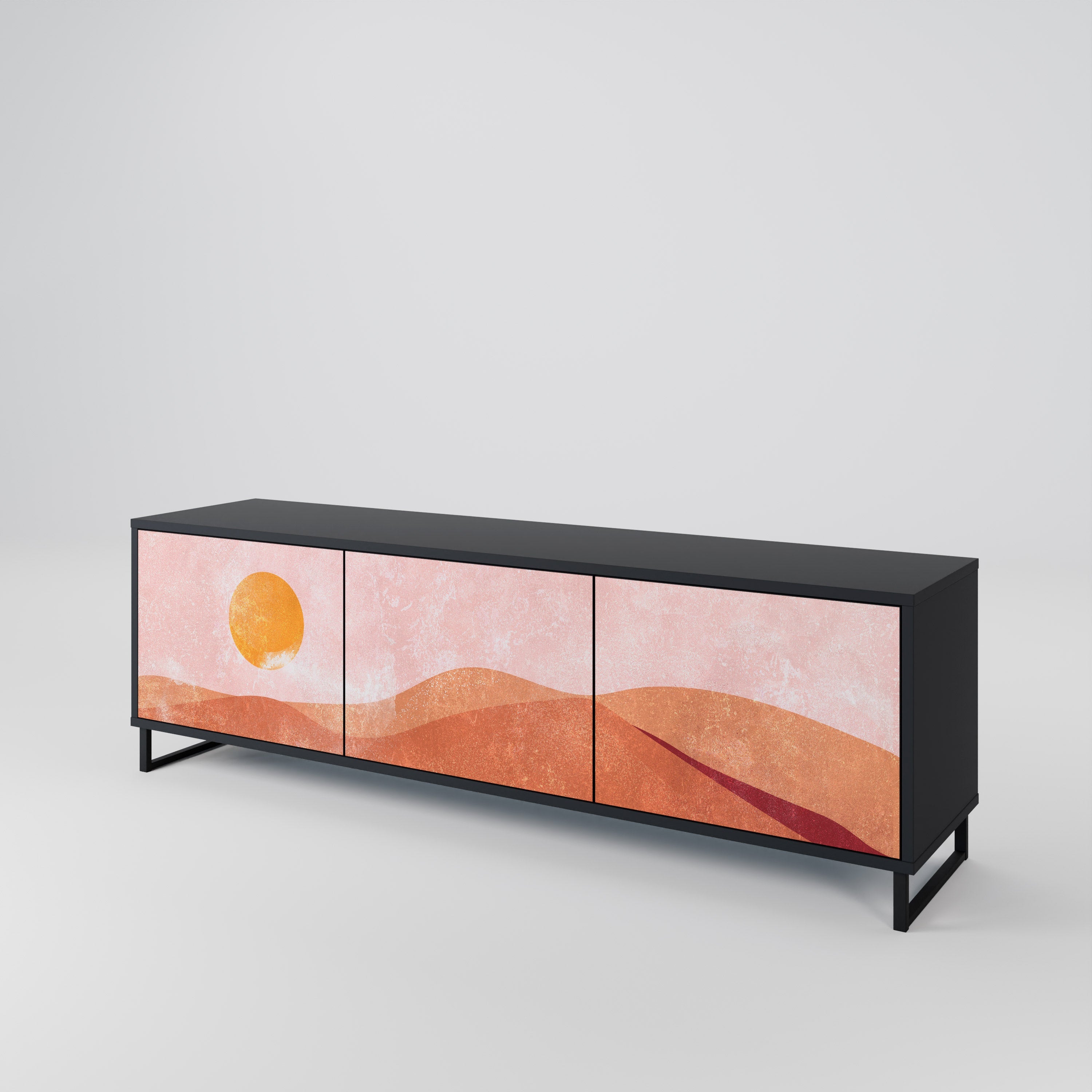 LUMINOUS SUNLIGHT Móvel de TV com 3 Portas em Acabamento Preto