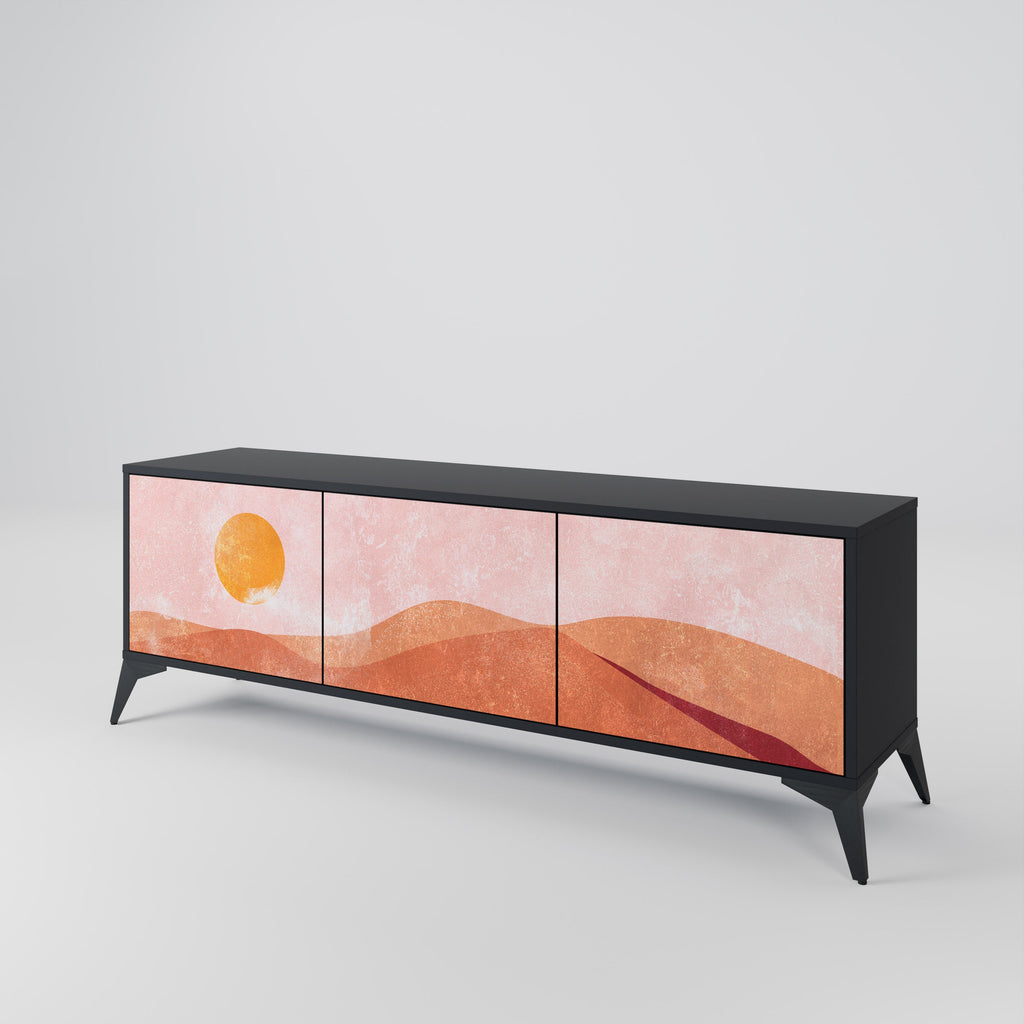 LUMINOUS SUNLIGHT Móvel de TV com 3 Portas em Acabamento Preto