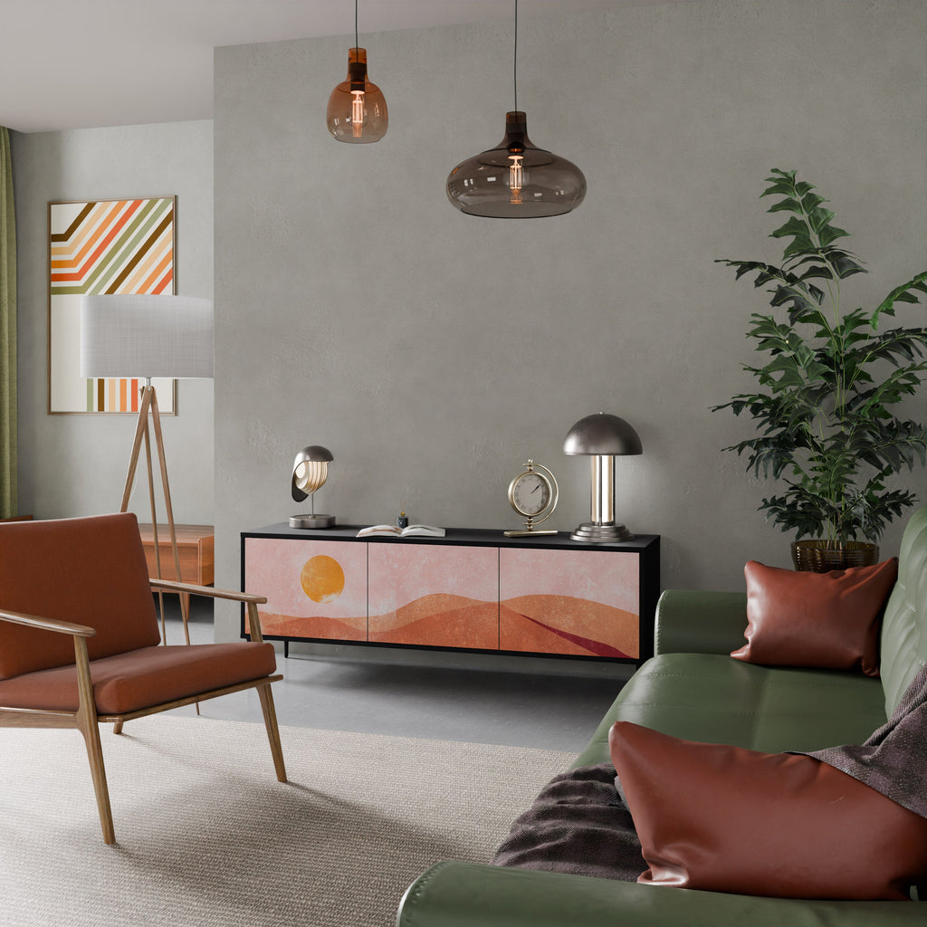 LUMINOUS SUNLIGHT Móvel de TV com 3 Portas em Acabamento Preto