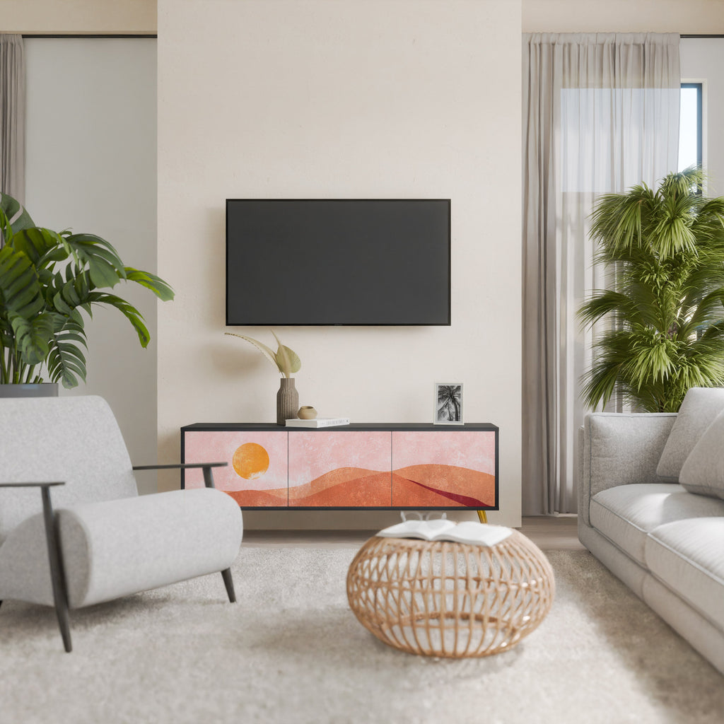 LUMINOUS SUNLIGHT Móvel de TV com 3 Portas em Acabamento Preto